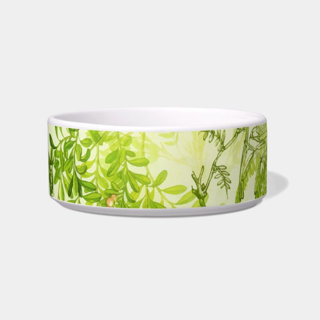 ヴィンテージグリーンウッドランド植物園葉の野草花 ボウル (正面)