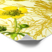 ヴィンテージグリーンウッドランド植物園葉の野草花 ポスター (角)