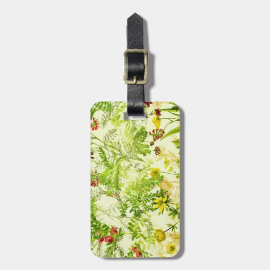 ヴィンテージグリーンウッドランド植物園葉の野草花 ラゲッジタグ (正面縦)