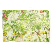 ヴィンテージグリーンウッドランド植物園葉の野草花 枕カバー (正面)