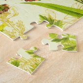 ヴィンテージグリーンウッドランド植物葉山花 ジグソーパズル (側面)