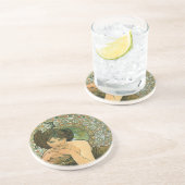 ヴィンテージグリーンエメラルドテンプレスアールヌーボーミュシャ コースター (側面)