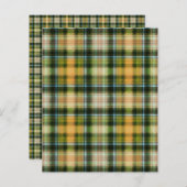 ヴィンテージグリーンオレンジの格子模様紙シート (正面/裏面)