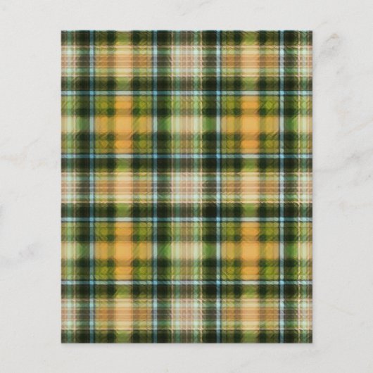 ヴィンテージグリーンオレンジの格子模様紙シート (正面)