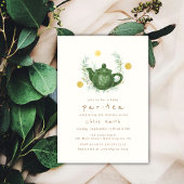 ヴィンテージグリーンオレンジパールティーベビーシャワー 招待状