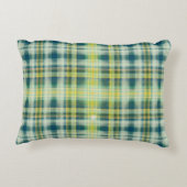 ヴィンテージグリーンオレンジ動揺して色の格子模様 アクセントクッション (裏面)