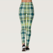 ヴィンテージグリーンオレンジ動揺して色の格子模様 レギンス (裏面)