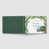 ヴィンテージグリーンカースノー結婚クリスマス ゲストブック (全面)