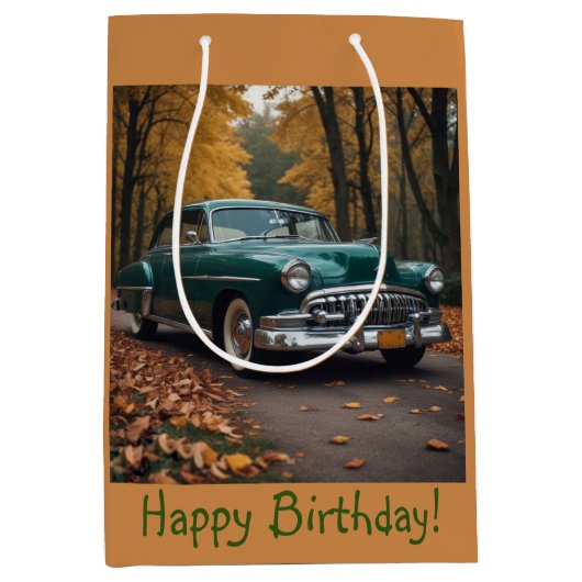 ヴィンテージグリーンカー ミディアムペーパーバッグ (正面)