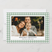 ヴィンテージグリーンギンガムプレイドフォトクリスマス シーズンカード (正面)