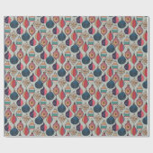 ヴィンテージグリーンクリスマスオーナメント包装紙 ラッピングペーパー (フラット)