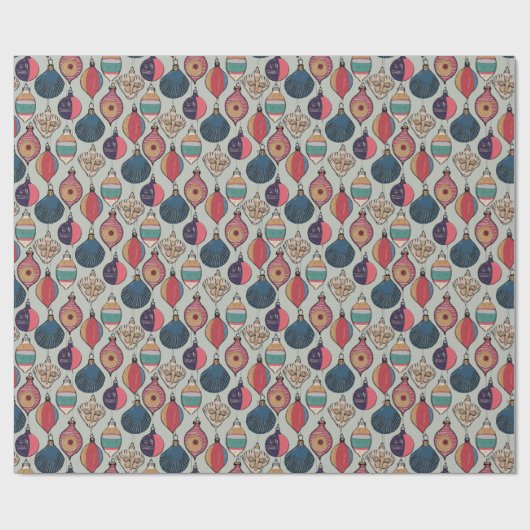 ヴィンテージグリーンクリスマスオーナメント包装紙 ラッピングペーパー (フラット)