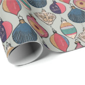 ヴィンテージグリーンクリスマスオーナメント包装紙 ラッピングペーパー (ロールコーナー)