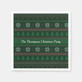 ヴィンテージグリーンクリスマスカスタムホリデーパーティー スタンダードカクテルナプキン (正面)