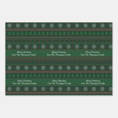 ヴィンテージグリーンクリスマスツリーのパタパーソナライズされたーン ラッピングペーパーシート (正面)