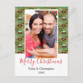 ヴィンテージグリーンクリスマスツリーオーナメントフォトカード シーズンポストカード (正面)