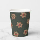 ヴィンテージグリーンクリスマスホリーケルト星模様 紙コップ (裏面)