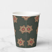 ヴィンテージグリーンクリスマスホリーケルト星模様 紙コップ (右)