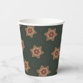 ヴィンテージグリーンクリスマスホリーケルト星模様 紙コップ (正面)