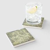 ヴィンテージグリーングレーのトイレデジュエリー模様 ストーンコースター (横)