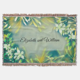 ヴィンテージグリーングレー熱帯植物 スローブランケット