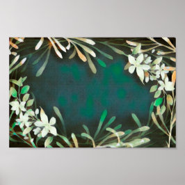 ヴィンテージグリーングレー熱帯植物 ポスター