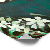 ヴィンテージグリーングレー熱帯植物 ポスター (角)