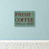 ヴィンテージグリーンコーヒーショップダイナーサインアート キャンバスプリント (インサイチュ (ウッドフロア))