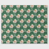 ヴィンテージグリーンサンタクロース顔レトロクリスマス ラッピングペーパー (フラット)