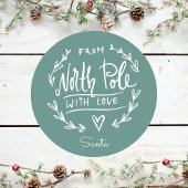 ヴィンテージグリーンザノースポールサンタクリスマス ラウンドシール