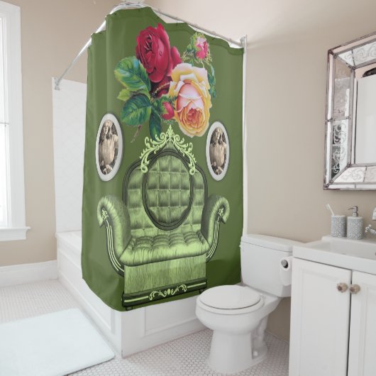 ヴィンテージグリーンシャワーカーテン シャワーカーテン (インサイチュ)