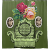 ヴィンテージグリーンシャワーカーテン シャワーカーテン (正面)