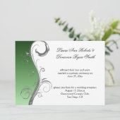 ヴィンテージグリーンシルバー華美ホワイトポス結婚ト 招待状 (スタンド正面)