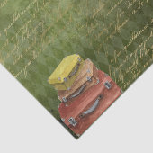 ヴィンテージグリーンスーツケースと眼鏡のデコパージュ 薄葉紙 (詳細)