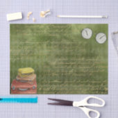 ヴィンテージグリーンスーツケースと眼鏡のデコパージュ 薄葉紙 (クラフト)