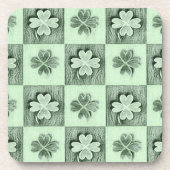 ヴィンテージグリーンセントパトリックレトロシャームロックパターンB コースター (正面)