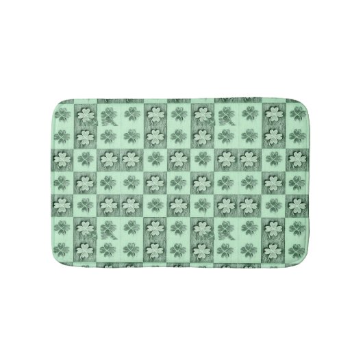 ヴィンテージグリーンセントパトリックレトロシャームロックパターンB バスマット (正面)