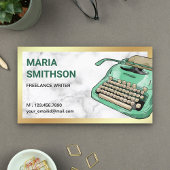 ヴィンテージグリーンタイプライターQRコードライター作家 名刺