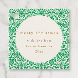 ヴィンテージグリーンダマスクフェスティバルカスタムクリスマス フェイバータグ