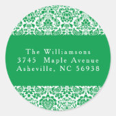 ヴィンテージグリーンダマスクフェスティバル差出人住所 ラウンドシール (正面)