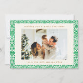 ヴィンテージグリーンダマスクフェスティバル2枚フォトクリスマス シーズンカード (正面)