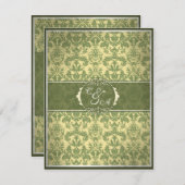 ヴィンテージグリーンダマスク披露宴カード 招待状 (正面/裏面)