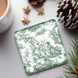 ヴィンテージグリーントイレデジュウカップル印刷 ストーンコースター