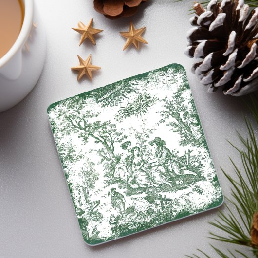 ヴィンテージグリーントイレデジュウカップル印刷 ストーンコースター