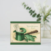 ヴィンテージグリーントップハットグローブパイプシャームロック ポストカード (スタンド正面)