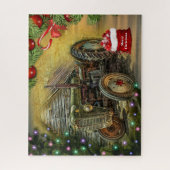 ヴィンテージグリーントラクタークリスマス ジグソーパズル (縦)