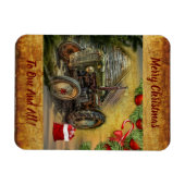 ヴィンテージグリーントラクターバーンクリスマス マグネット (横)