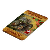 ヴィンテージグリーントラクターバーンクリスマス マグネット (左側)