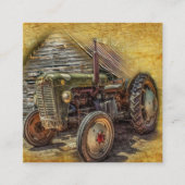 ヴィンテージグリーントラク素朴ターオールドバーン スクエア名刺 (正面)