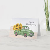 ヴィンテージグリーントラックひまわり感謝祭 シーズンカード (正面)